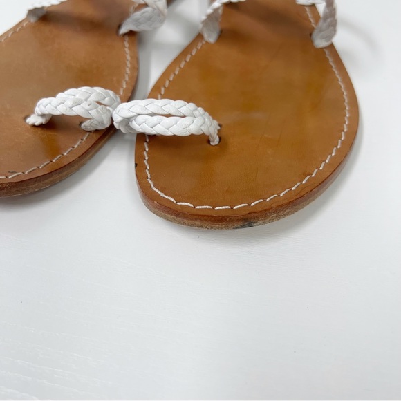100% Capri Woven Braided Sandals Leather 41 White 10 - Picture 2 of 6